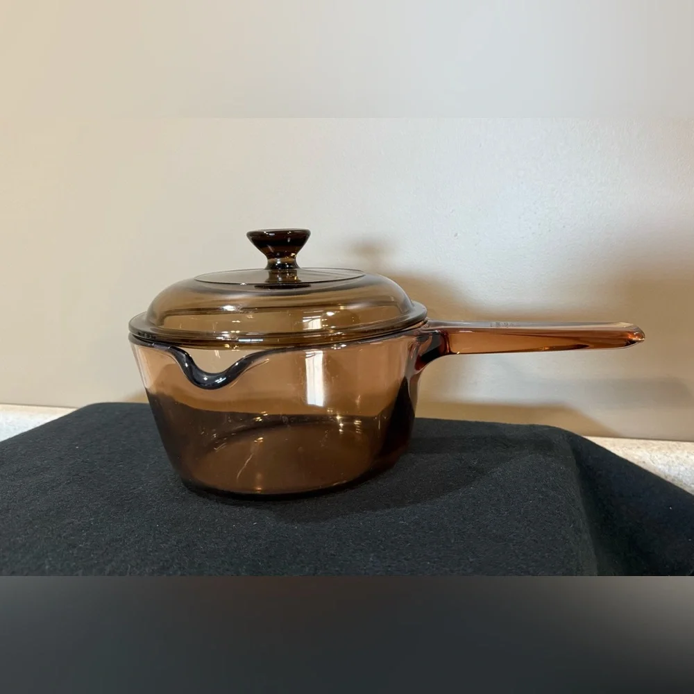 2pc CORNING Vision AMBER 1 L Saucepan LID Glass